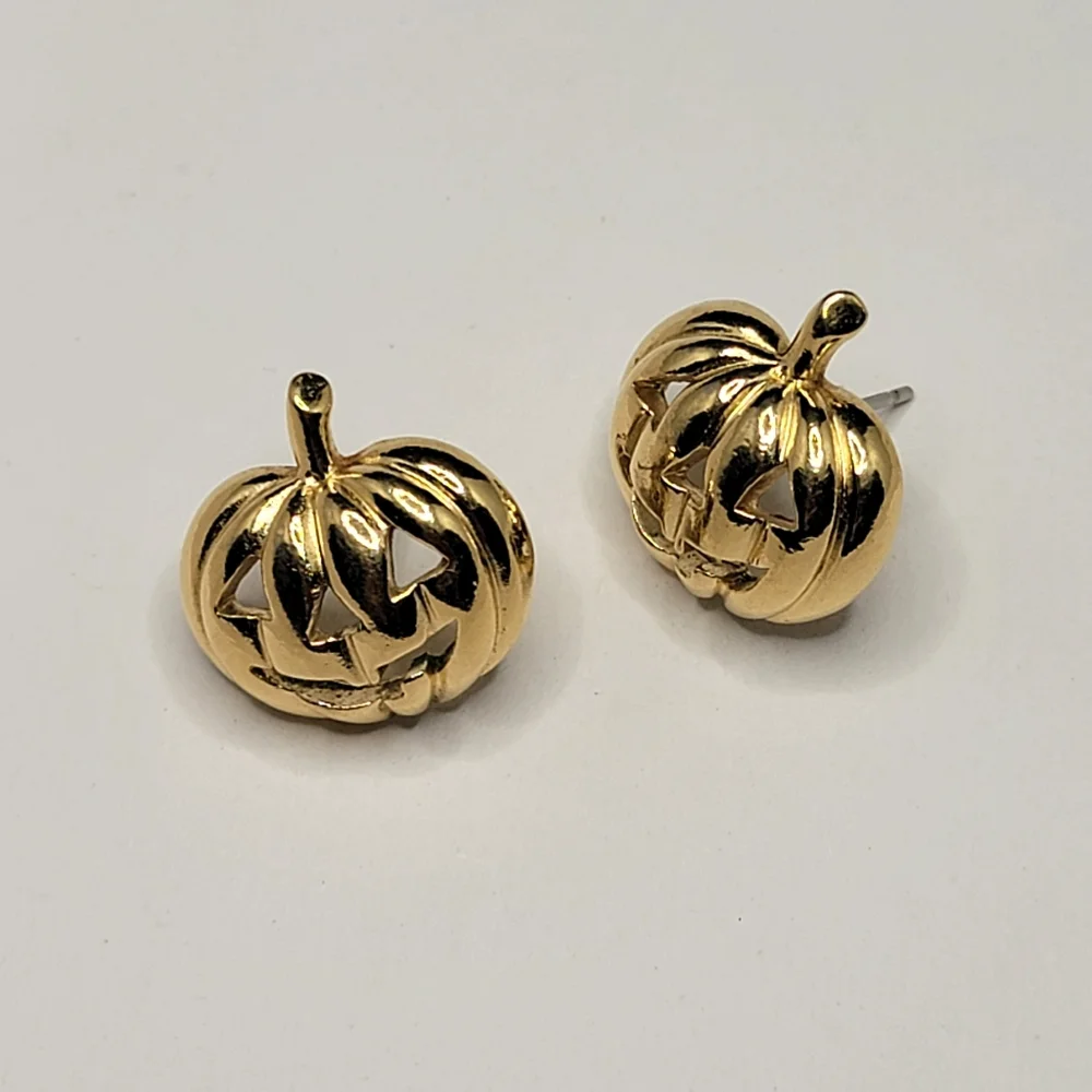 Vintage Gold Jack-o-lantern Halloween Earrings | Avon